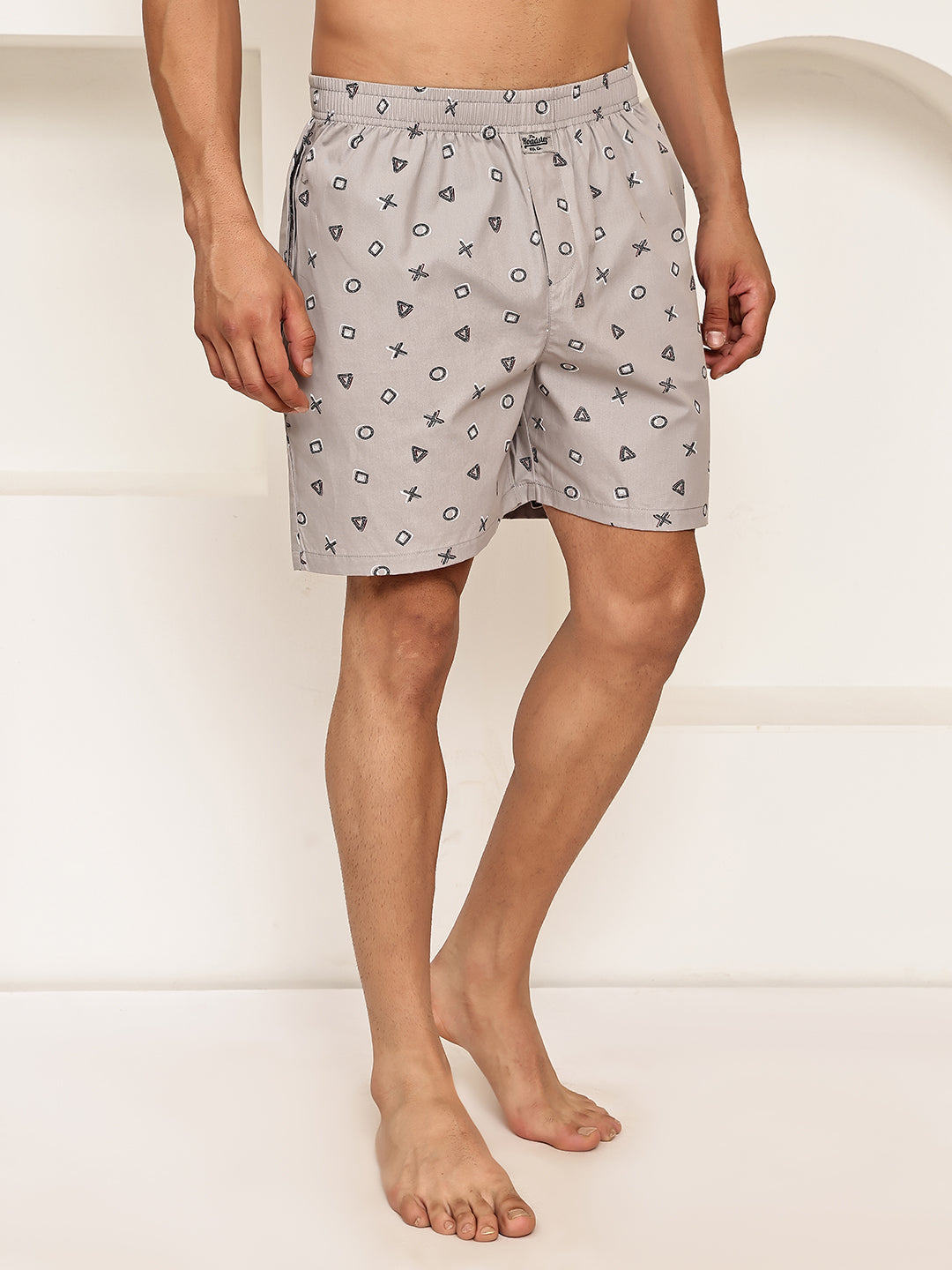 Men’s Soft & Breathable Printed Cotton Boxers ( RDBX 155Grey )