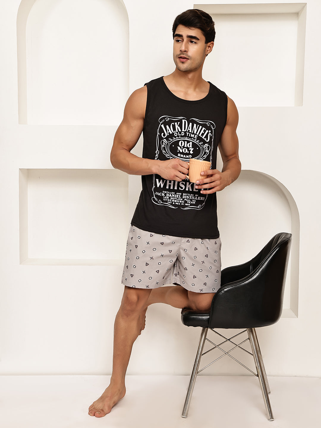 Men’s Soft & Breathable Printed Cotton Boxers ( RDBX 155Grey )