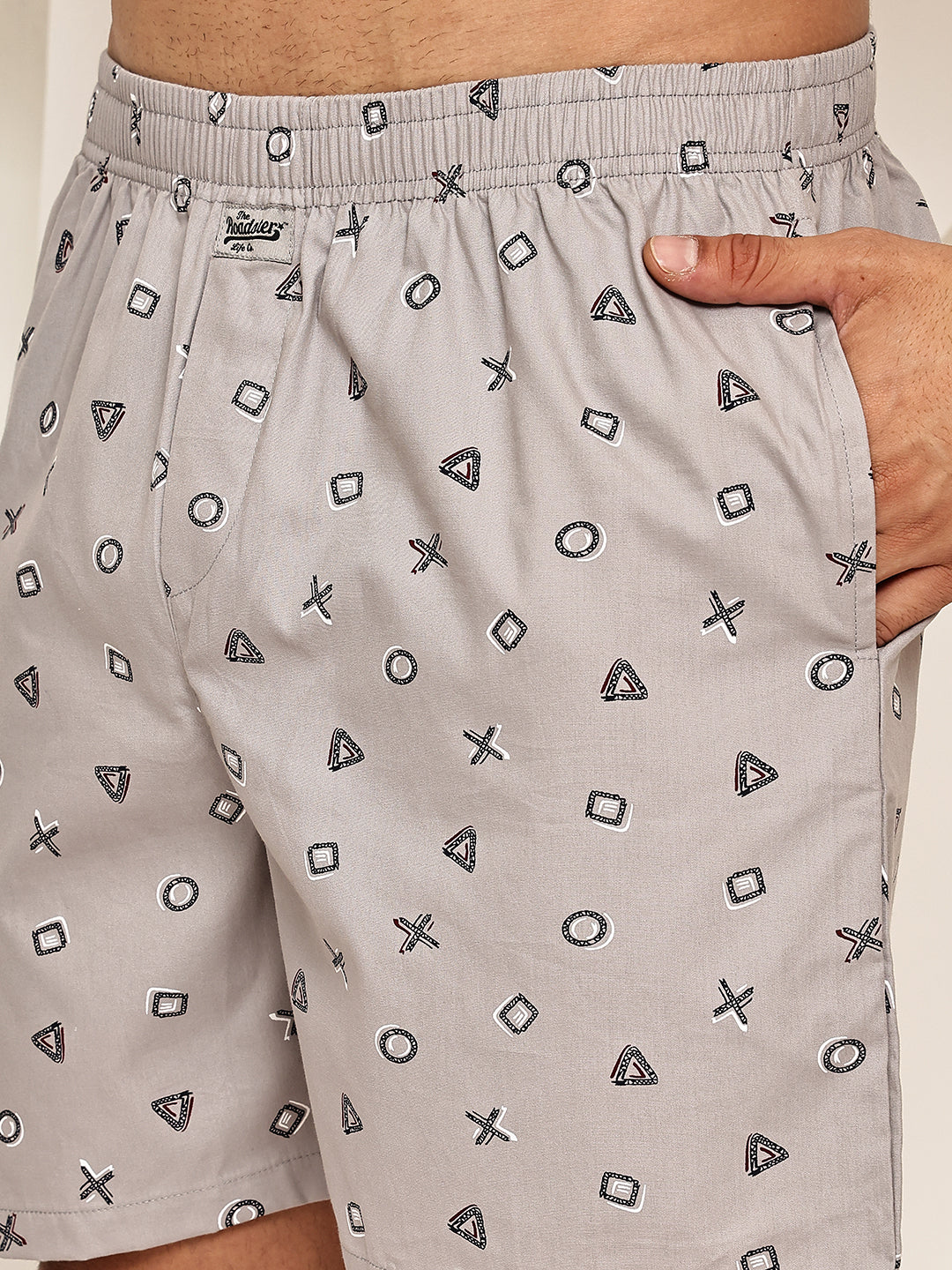 Men’s Soft & Breathable Printed Cotton Boxers ( RDBX 155Grey )