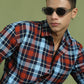 Men's Checks Cotton Casual Shirt ( RDSH 001Blue )