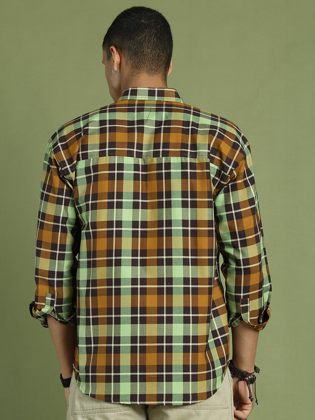 Men's Checks Cotton Casual Shirt ( RDSH 001Mustard )