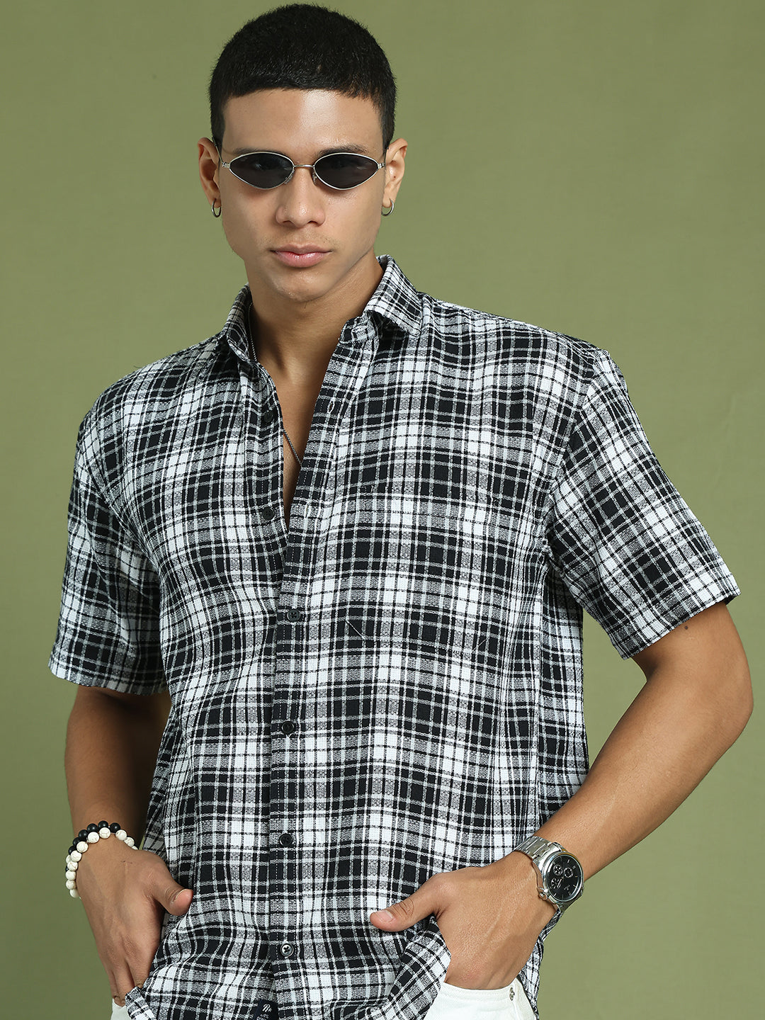 Tartan Checks Checked Casual Shirt For Men ( RDSH 002Black )