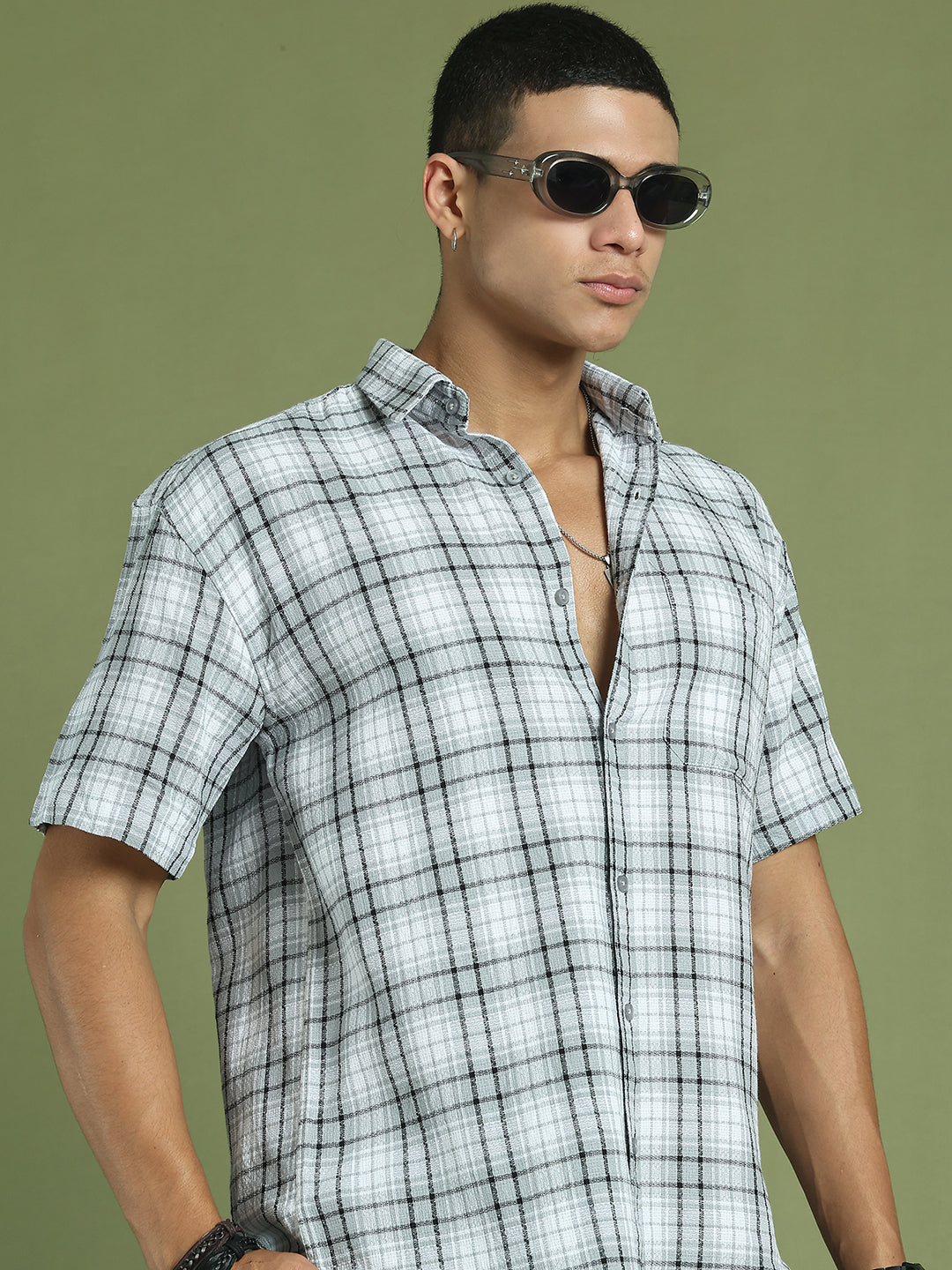 Tartan Checks Checked Casual Shirt For Men ( RDSH 002Grey )