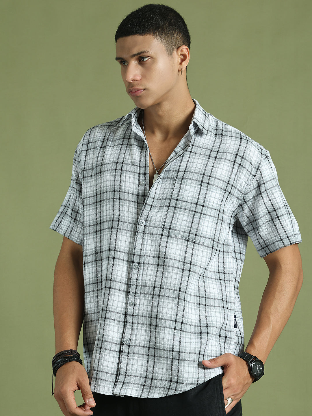 Tartan Checks Checked Casual Shirt For Men ( RDSH 002Grey )