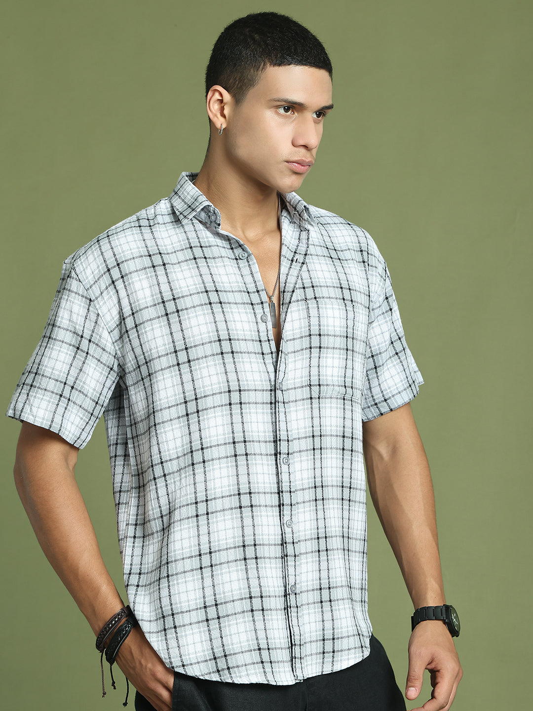 Tartan Checks Checked Casual Shirt For Men ( RDSH 002Grey )
