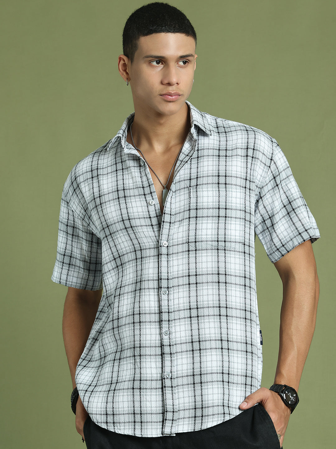 Tartan Checks Checked Casual Shirt For Men ( RDSH 002Grey )