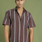 Men's Striped Cotton Casual Shirt ( RDSH 003Brown )
