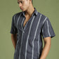 Men's Striped Cotton Casual Shirt ( RDSH 003Grey )