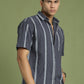 Men's Striped Cotton Casual Shirt ( RDSH 003Grey )