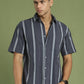 Men's Striped Cotton Casual Shirt ( RDSH 003Grey )