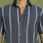 Men's Striped Cotton Casual Shirt ( RDSH 003Grey )