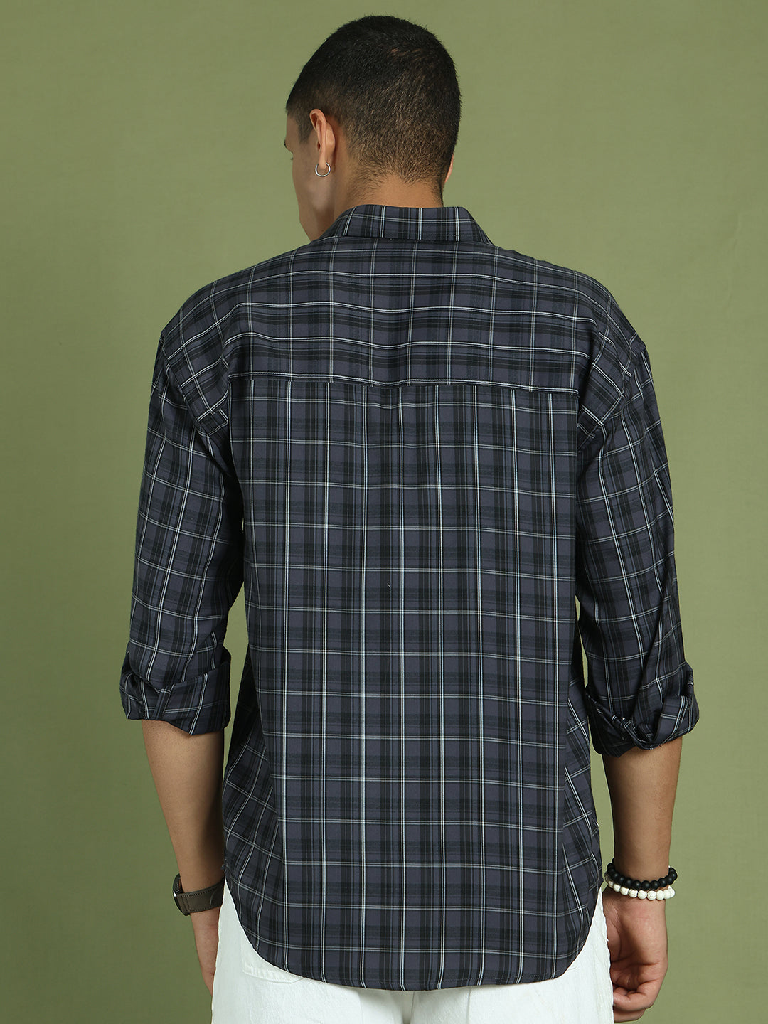 Men's Checked Casual Shirt ( RDSH 004Grey )