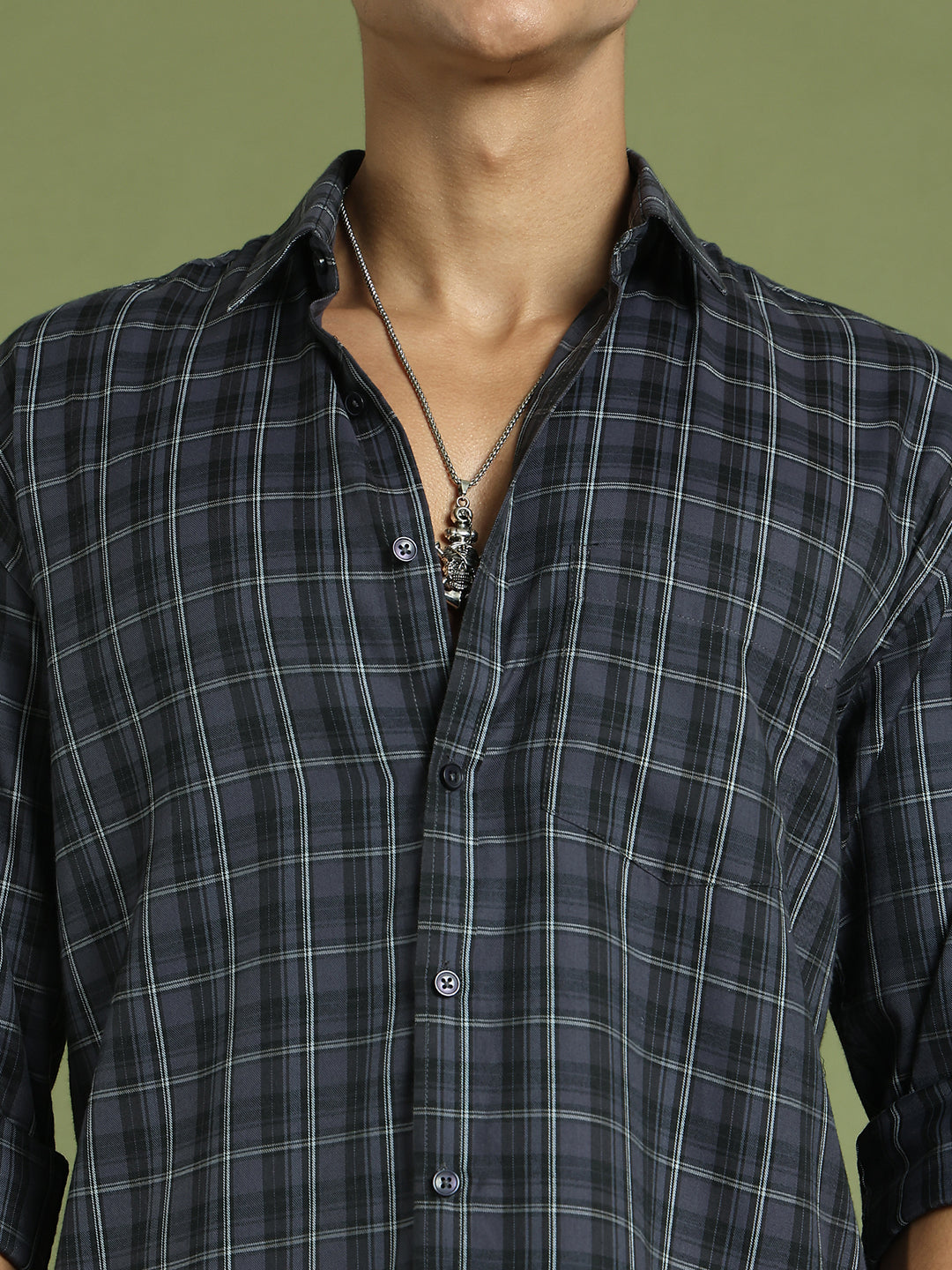 Men's Checked Casual Shirt ( RDSH 004Grey )