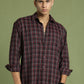 Men's Checked Casual Shirt ( RDSH 004Maroon )
