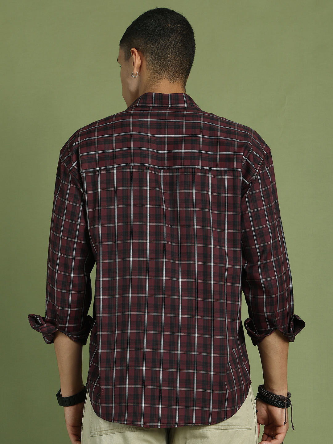 Men's Checked Casual Shirt ( RDSH 004Maroon )