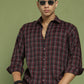 Men's Checked Casual Shirt ( RDSH 004Maroon )