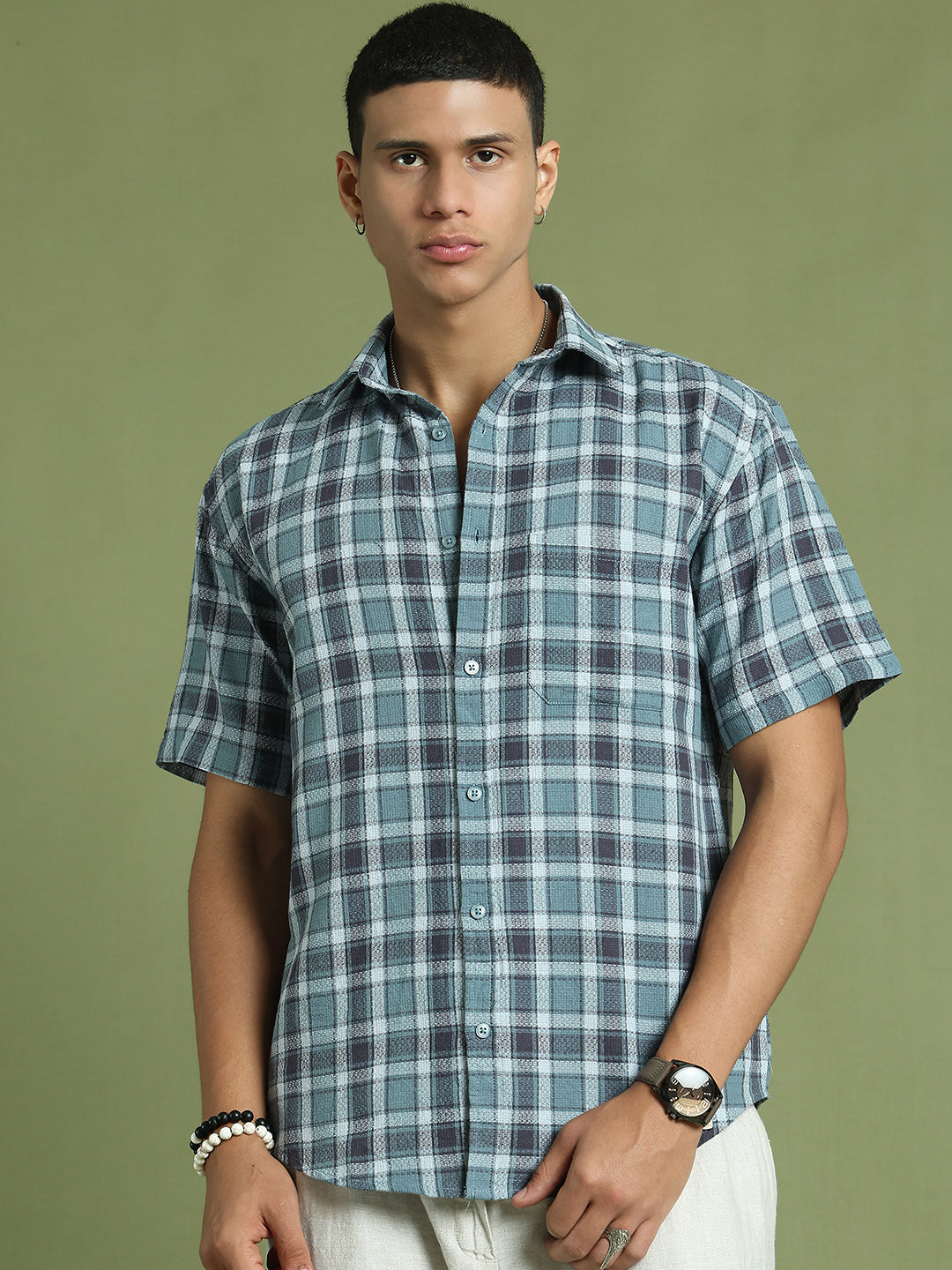 Checked Casual Shirt For Men ( RDSH 005Blue )