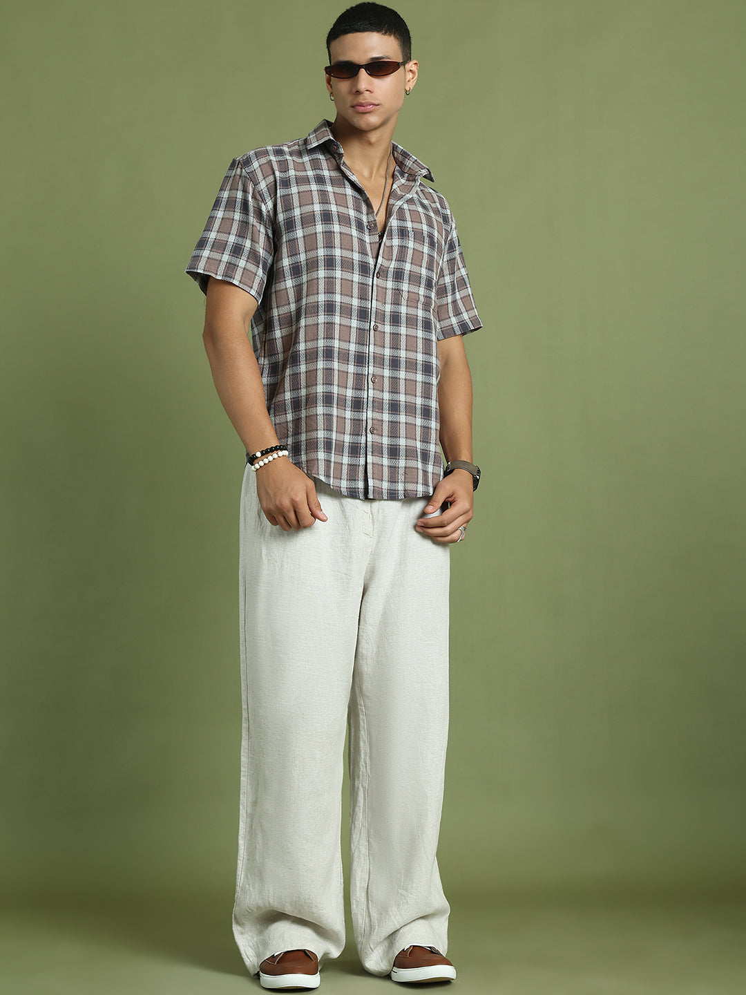 Checked Casual Shirt For Men ( RDSH 005Brown )