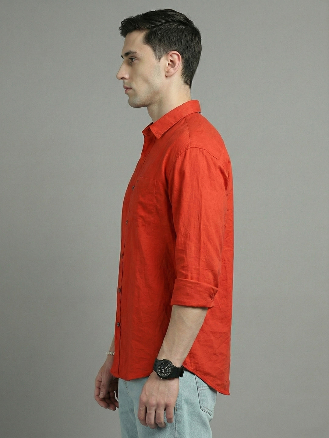Solid Casual Shirt for Men ( RDSH 006Dark-Orange )