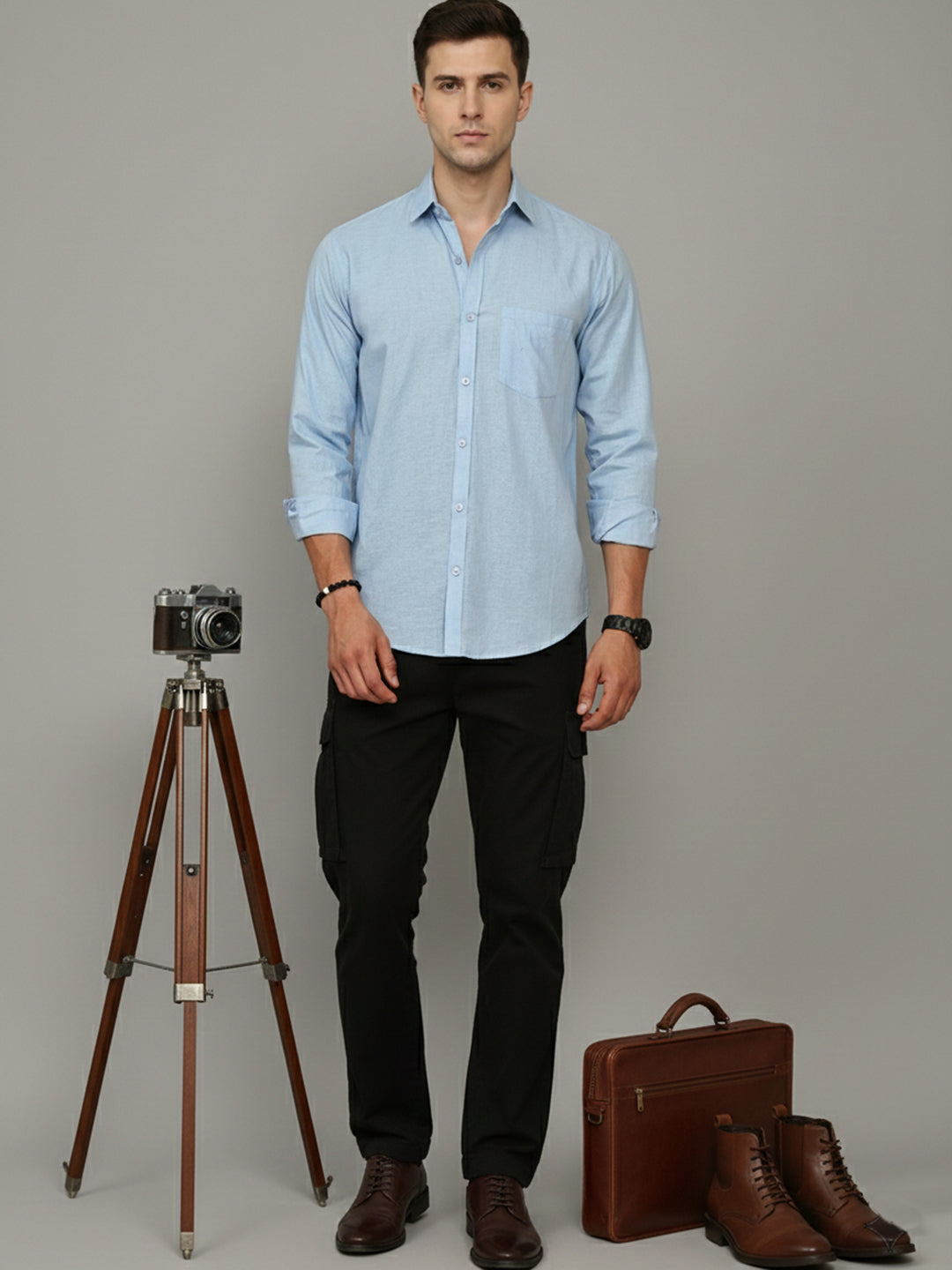 Solid Casual Shirt for Men ( RDSH 006Firozi )