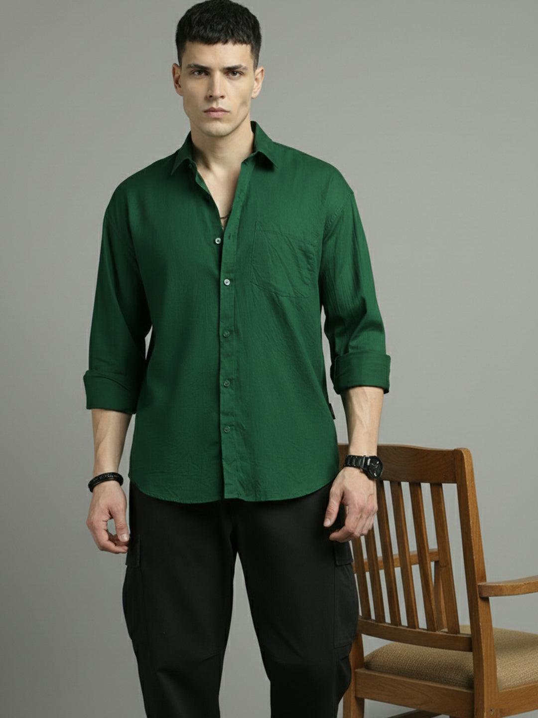 Solid Casual Shirt for Men ( RDSH 006Green )