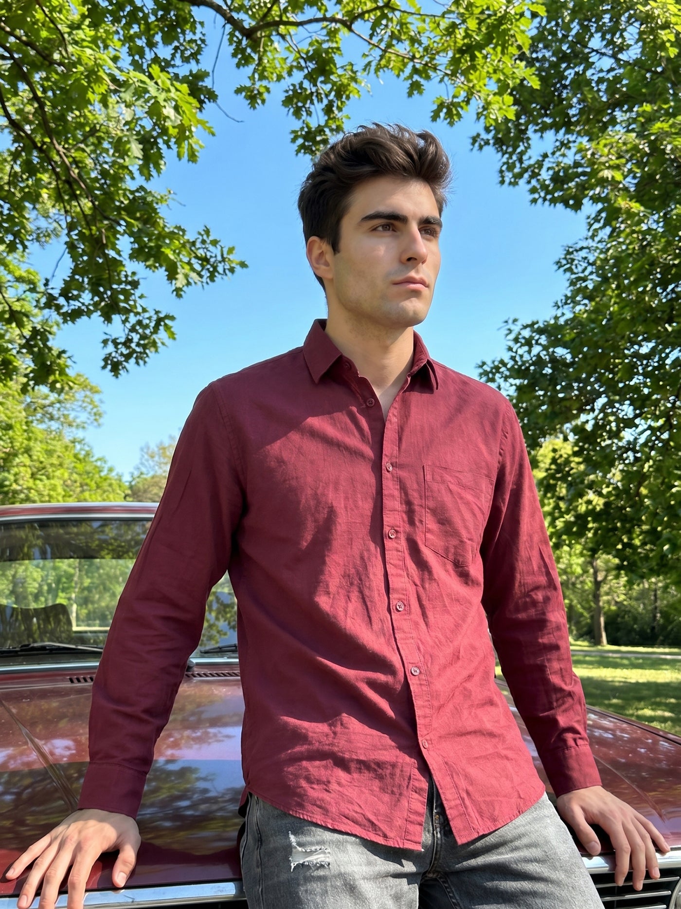Solid Casual Shirt for Men ( RDSH 006Maroon )