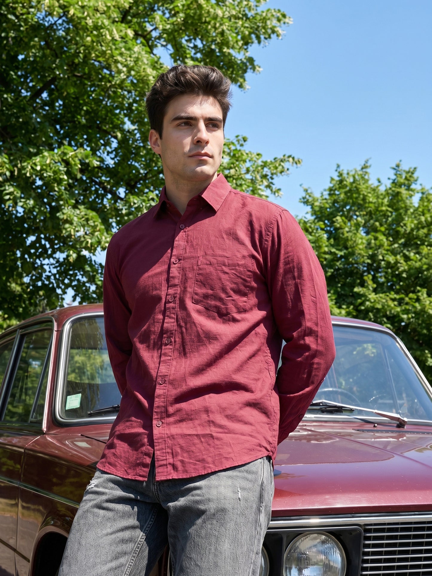 Solid Casual Shirt for Men ( RDSH 006Maroon )