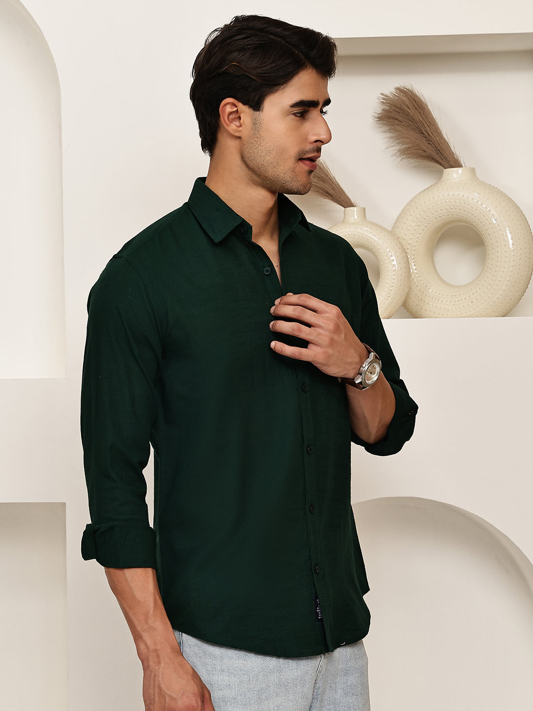 Solid Casual Shirt for Men ( RDSH 006Olive )