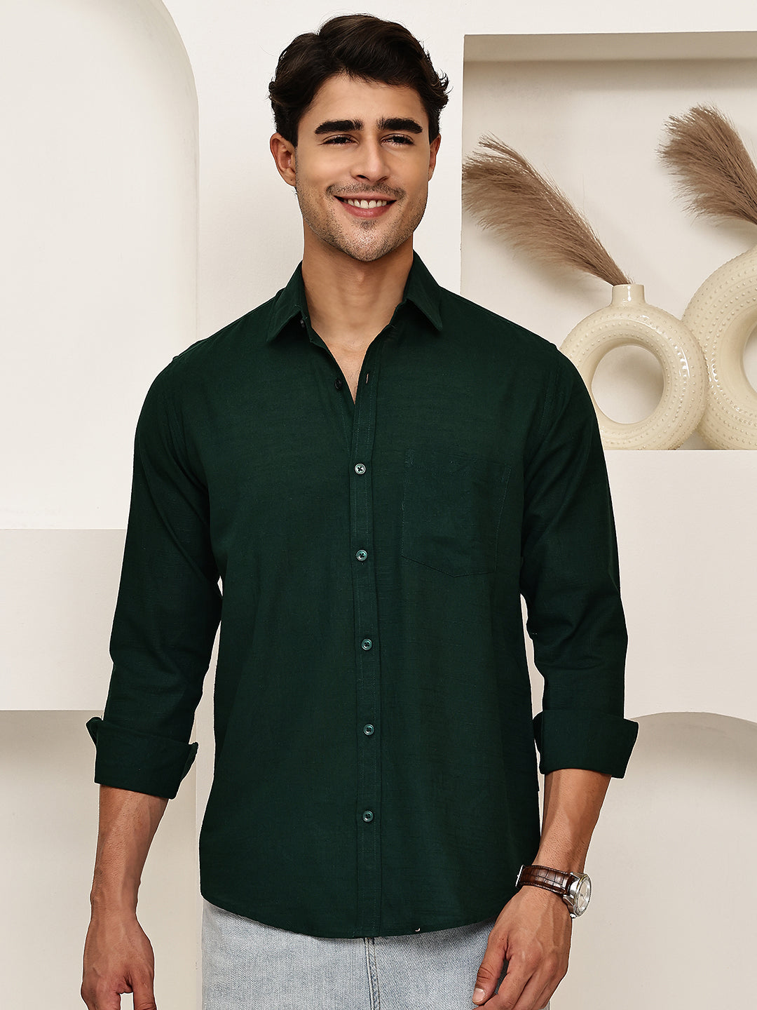 Solid Casual Shirt for Men ( RDSH 006Olive )