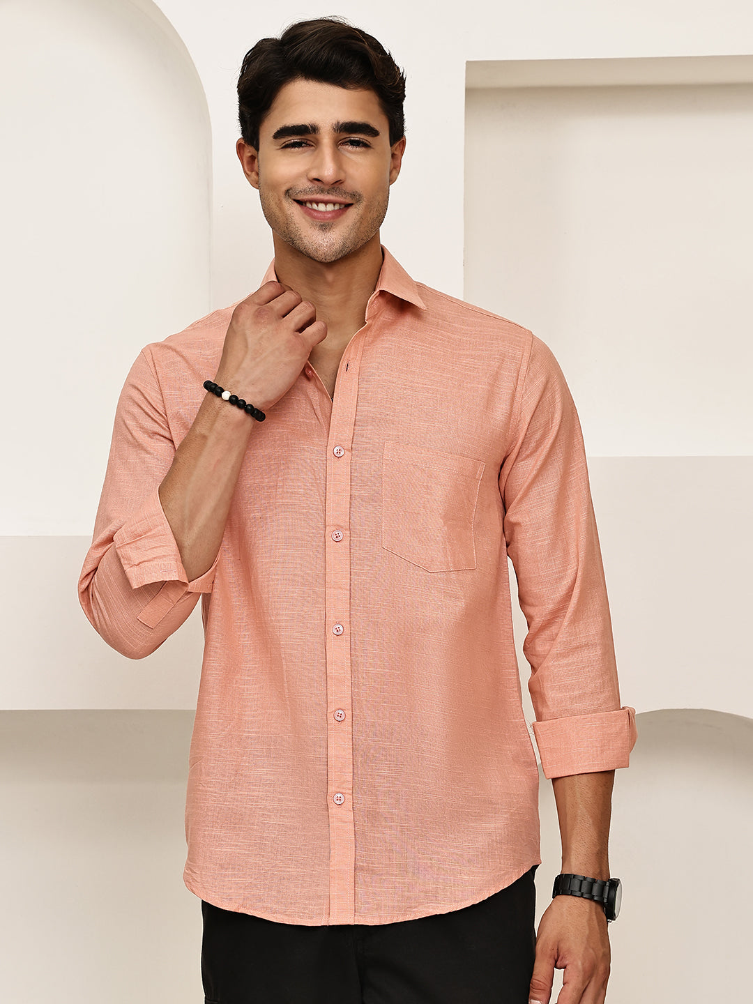Solid Casual Shirt for Men ( RDSH 006Peach )