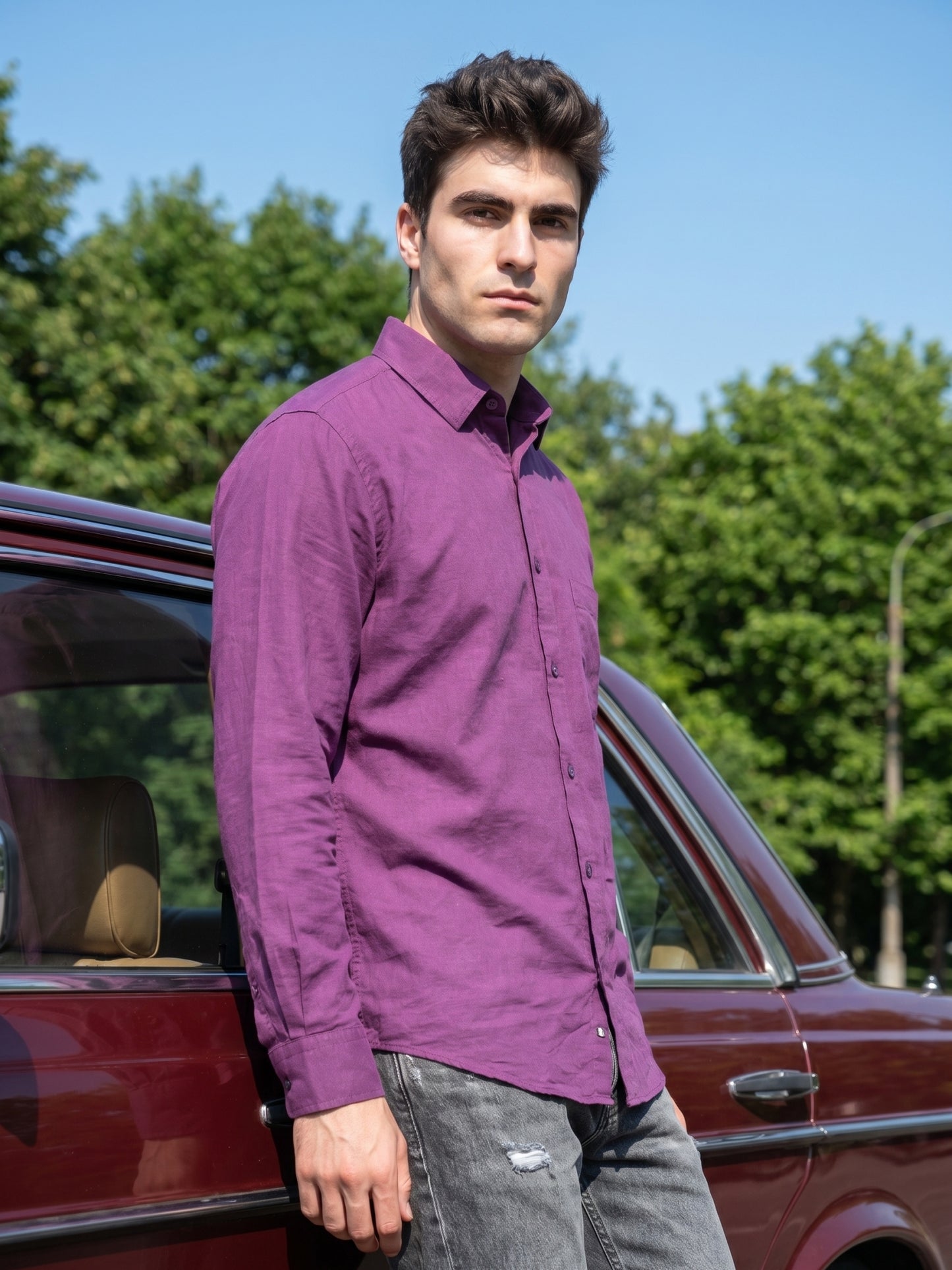Solid Casual Shirt for Men ( RDSH 006Purple )