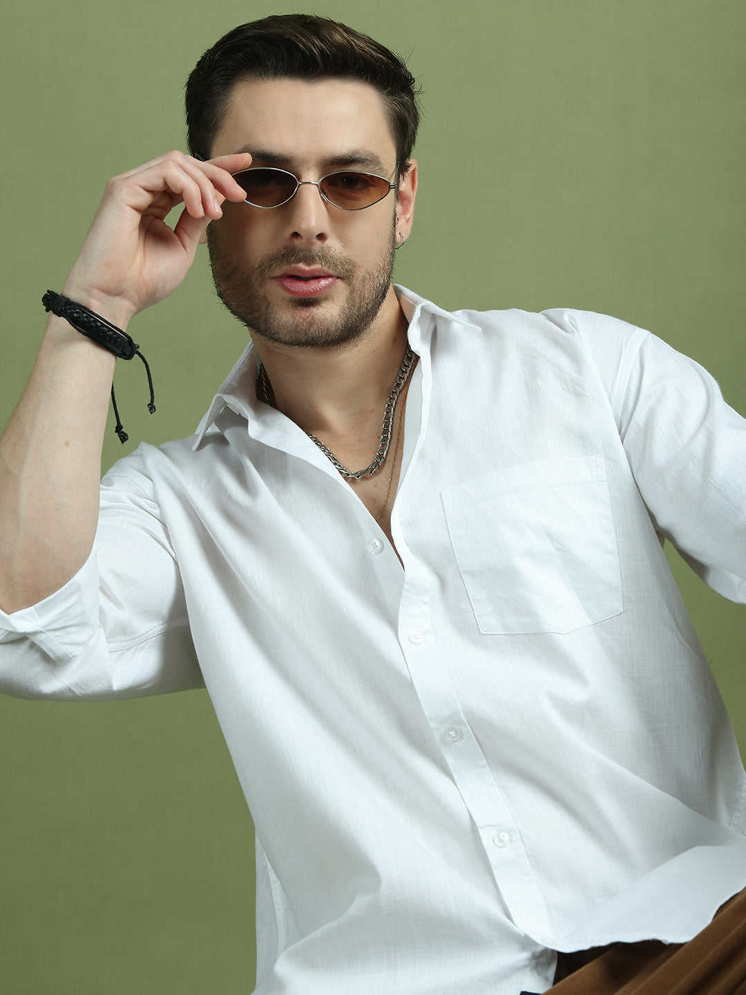 Solid Casual Shirt for Men ( RDSH 006White )