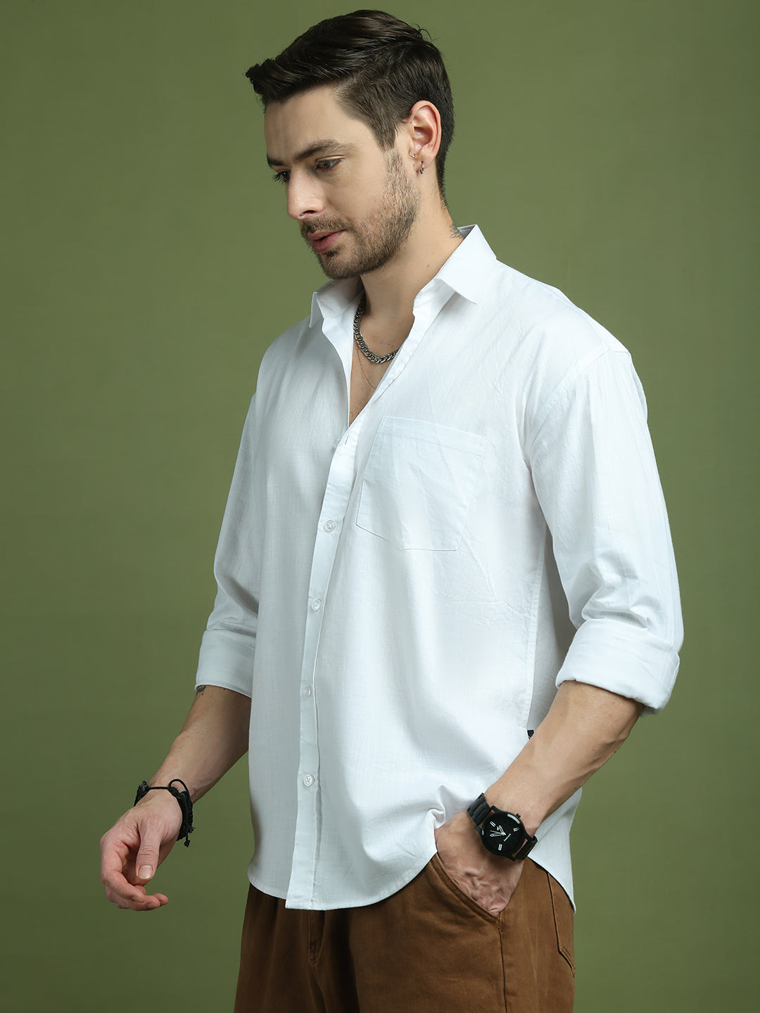 Solid Casual Shirt for Men ( RDSH 006White )