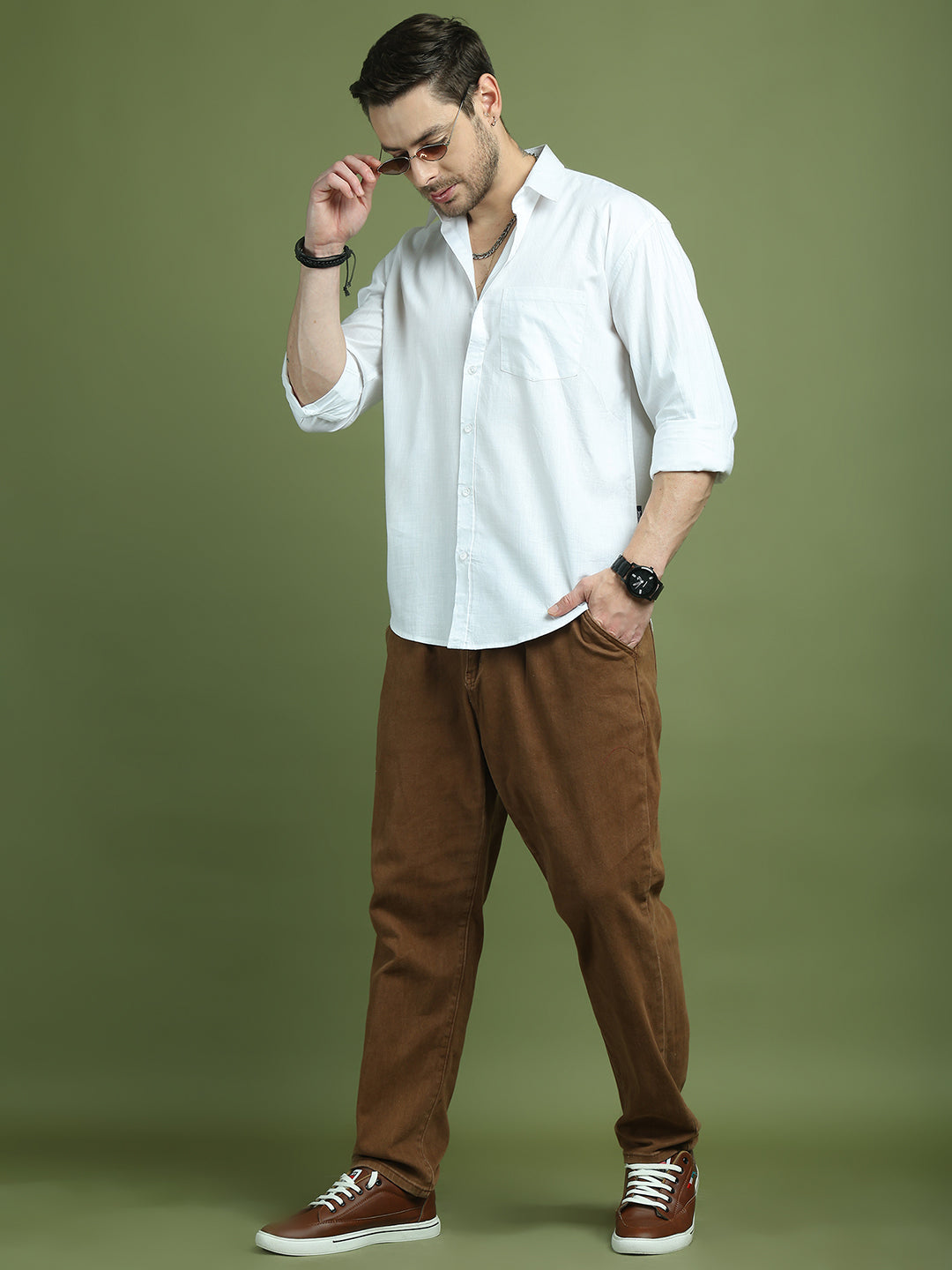 Solid Casual Shirt for Men ( RDSH 006White )