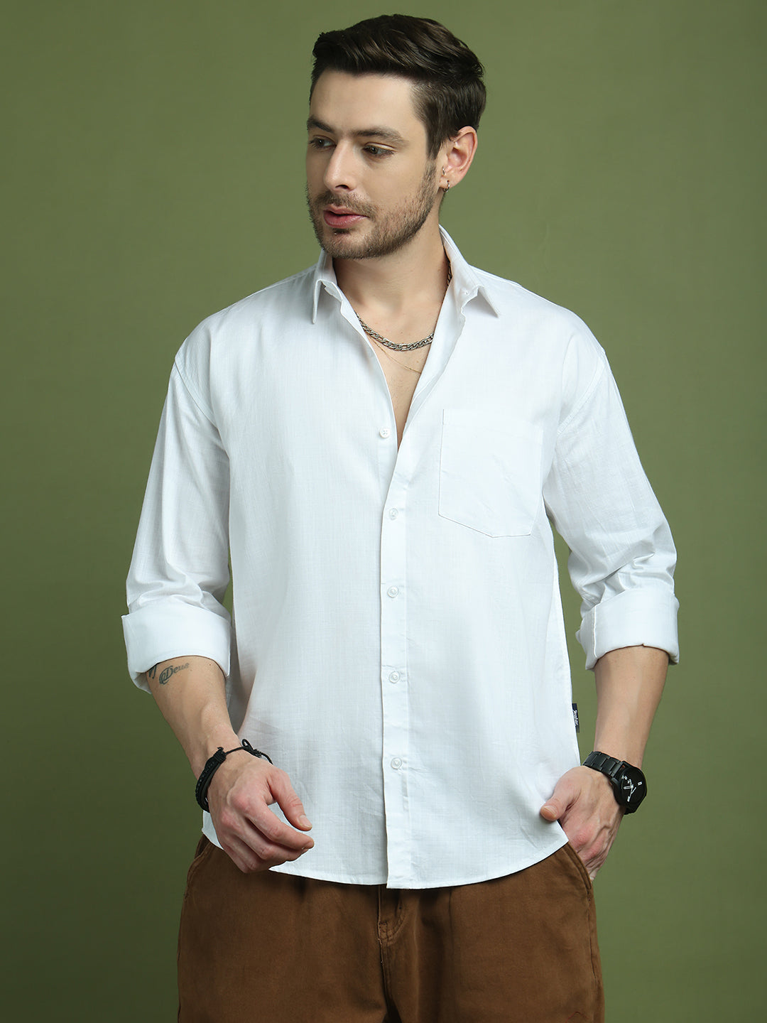 Solid Casual Shirt for Men ( RDSH 006White )