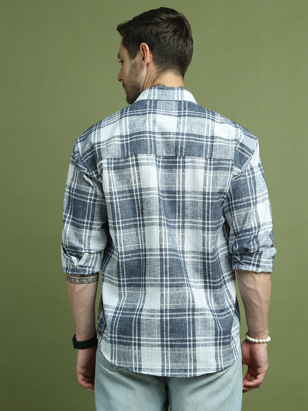 Checked Pure Cotton Casual Shirt for Men ( RDSH 007Blue )