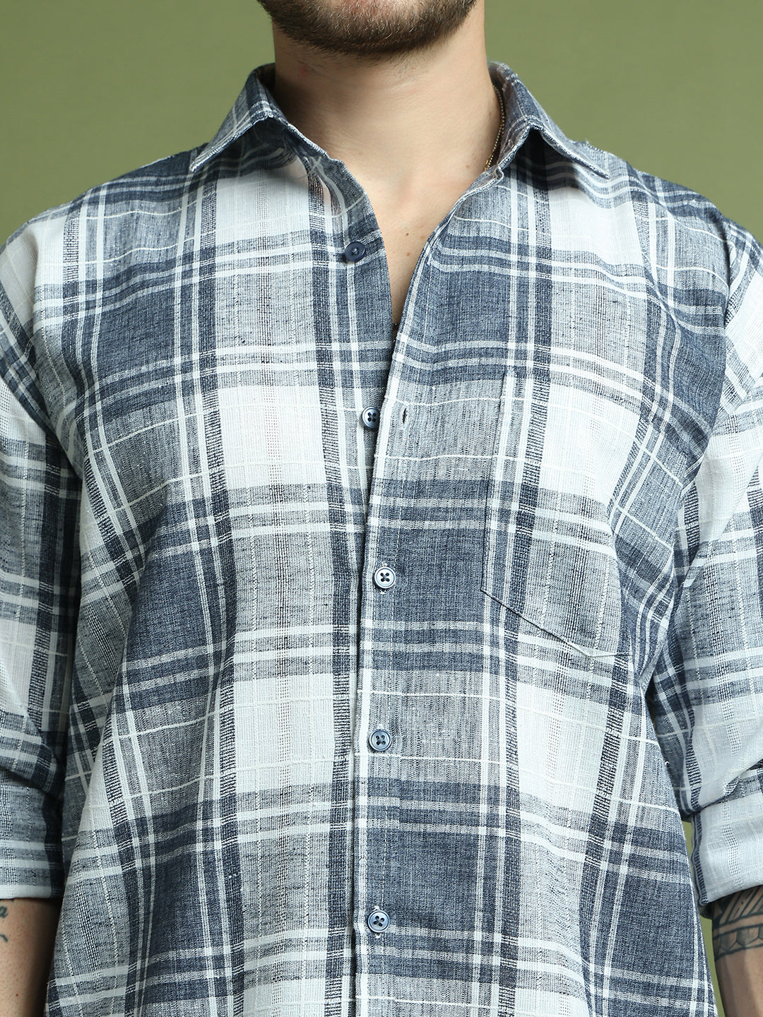 Checked Pure Cotton Casual Shirt for Men ( RDSH 007Blue )