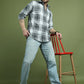 Checked Pure Cotton Casual Shirt for Men ( RDSH 007Grey )