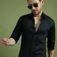 Satin Lycra Solid Casual Shirt for Men ( RDSH 008Black )