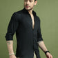 Satin Lycra Solid Casual Shirt for Men ( RDSH 008Black )