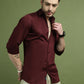 Satin Lycra Solid Casual Shirt for Men ( RDSH 008Maroon )