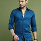Satin Lycra Solid Casual Shirt for Men ( RDSH 008Peacock )