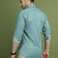 Men's Regular Fit Striped Casual Shirt ( RDSH 009Blue )