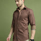 Men's Regular Fit Striped Casual Shirt ( RDSH 009Maroon )