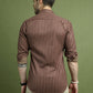 Men's Regular Fit Striped Casual Shirt ( RDSH 009Maroon )