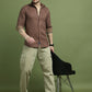 Men's Regular Fit Striped Casual Shirt ( RDSH 009Maroon )