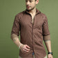 Men's Regular Fit Striped Casual Shirt ( RDSH 009Maroon )