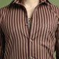Men's Regular Fit Striped Casual Shirt ( RDSH 009Maroon )