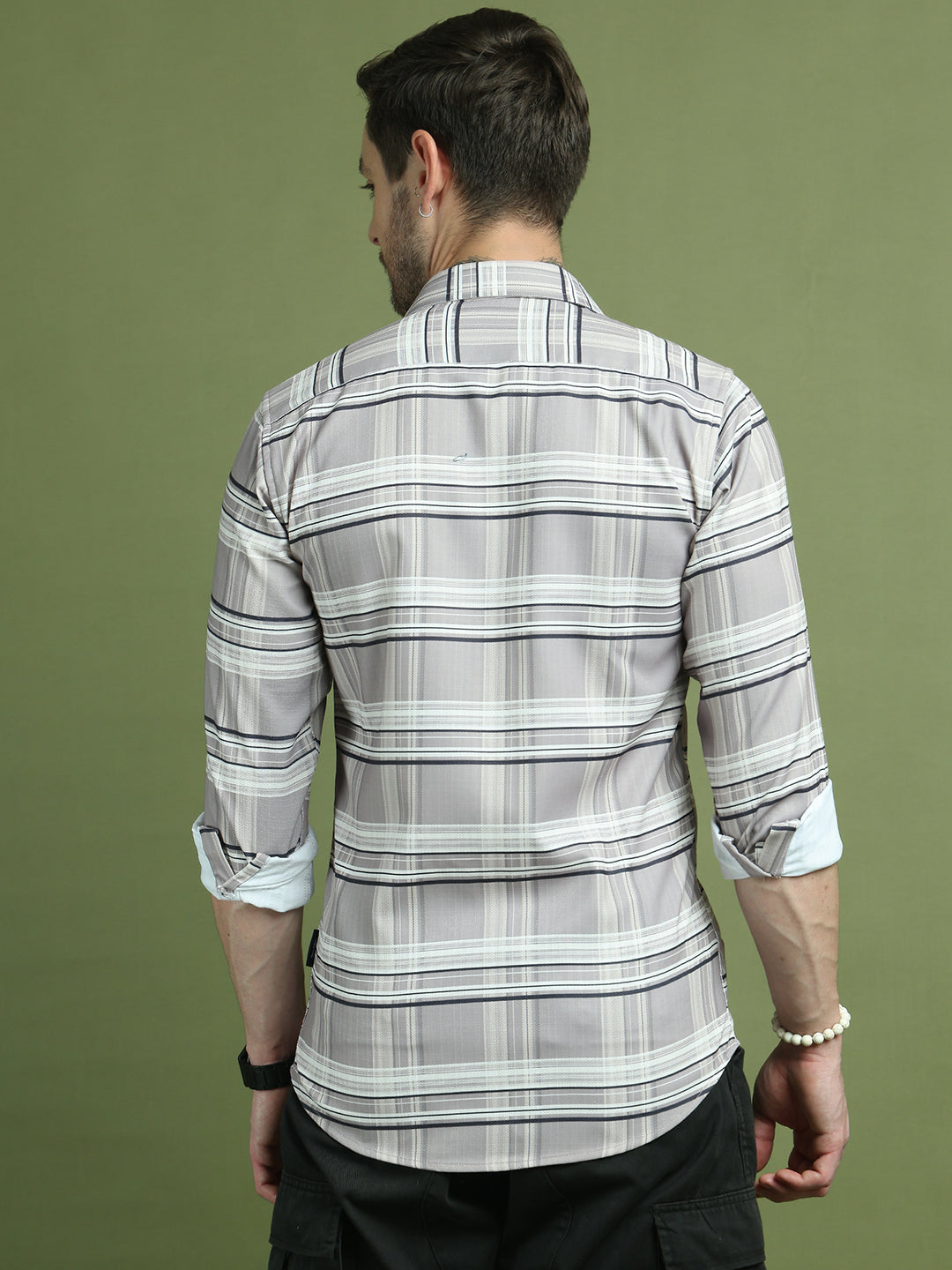 Classic Tartan Checked Pure Cotton Casual Shirt ( RDSH 010Grey )