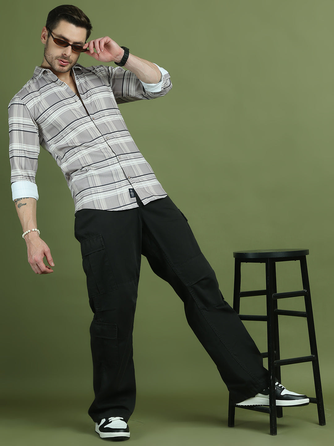 Classic Tartan Checked Pure Cotton Casual Shirt ( RDSH 010Grey )